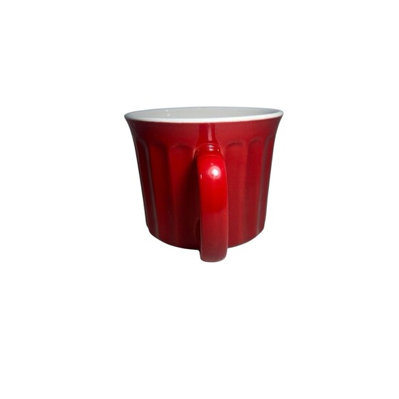 Royal Norfolk Large Coffee Mug Oversized Cup Ceramic Red Ribbed - Picture 5 of 11